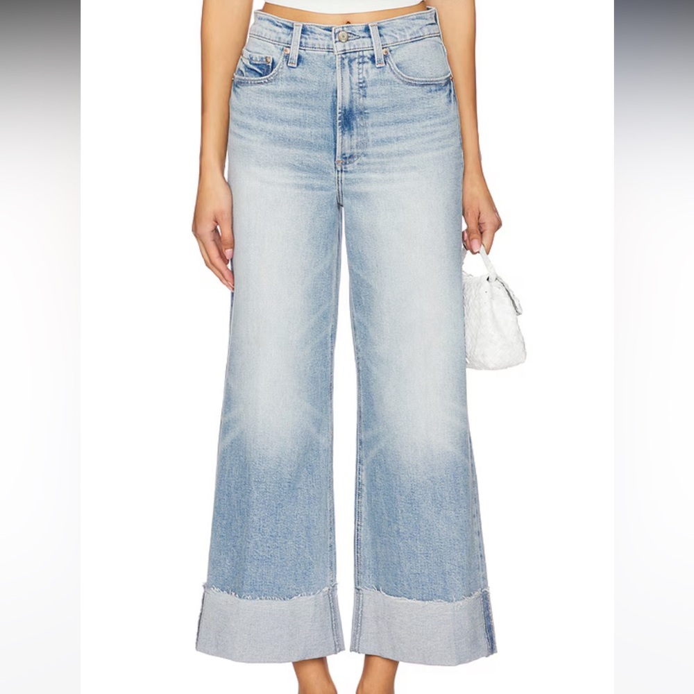 pistola Light Wash Wide Leg Crop Jeans in Snowcat - Picture 2 of 9